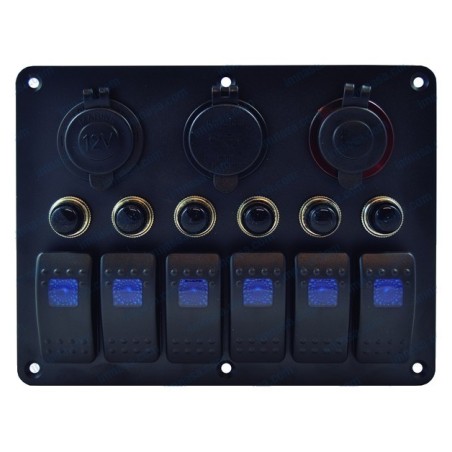 Panel 6 interruptores + mechero + USB
