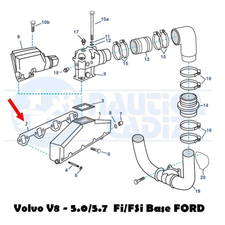 Junta colector 3852455 Volvo V8 5.0 - 5.8 (Ford)